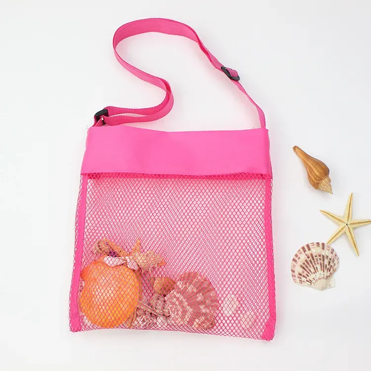 Summer sand away Storage Mesh Bag For Kids Children Beach Shell seashell Toys Net Organizer Tote Bag Portable adjustable Shoulder Bags