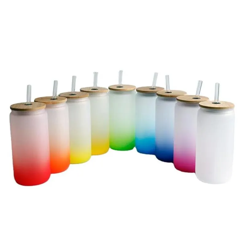 Sublimationsrohlinge Großhandel 20 Unzen leeres Bierdosenglas mit Bambusdeckeln und St. Borosilikatgläsern Tumbler Einmachglas für Eiskaffee DHFSM
