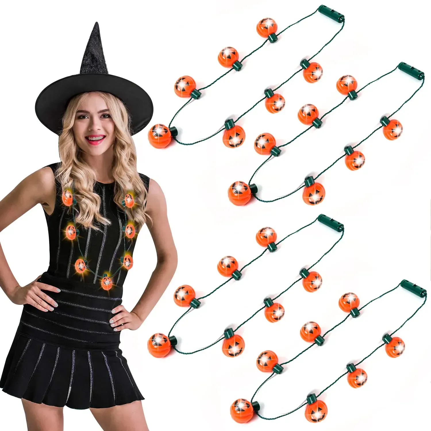 Collar Halloween Con 3 Diseños - Fantasma, Calabaza Y Calavera, Con 6 Modos De Luz, Para Fiestas Collar Halloween Con 3 Diseños - Fantasma, Calabaza Y Calavera, Con 6 Modos De Luz, Para Fiestas