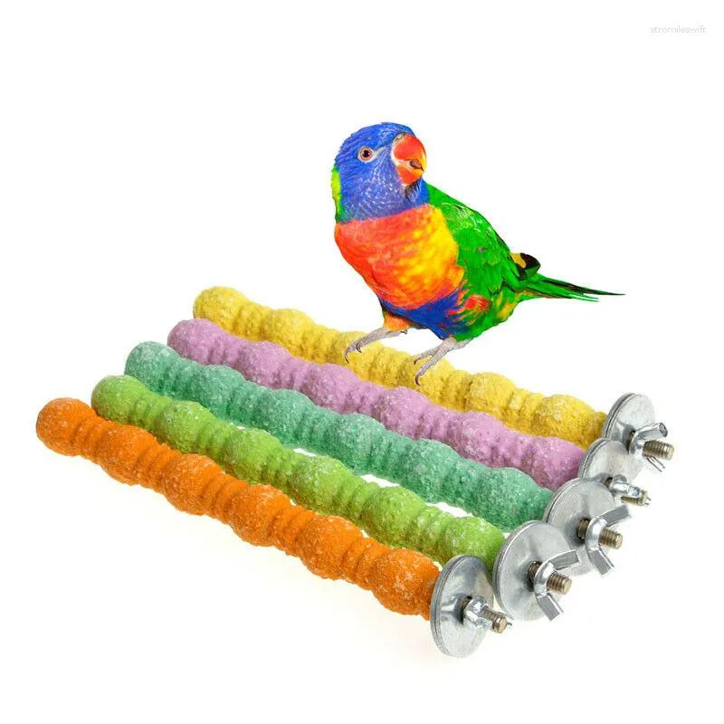 Autres fournitures d'oiseaux de grands jouets pour animaux de compagnie à mâcher perroquet bâton de griffe de meulage tige de support d'émeri coloré