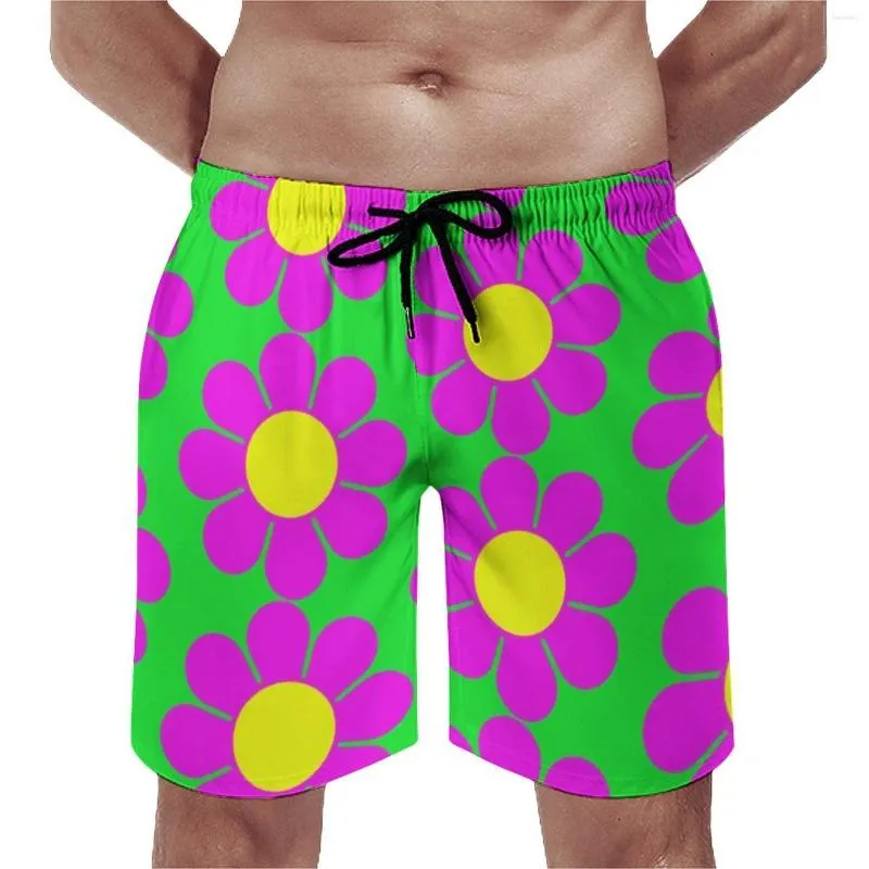 Herren Shorts Bright Flowers Board Hippie Floral Gänseblümchen Lustige Strand Kurze Hosen Custom Sports Surf Fast Dry Trunks Geburtstagsgeschenk