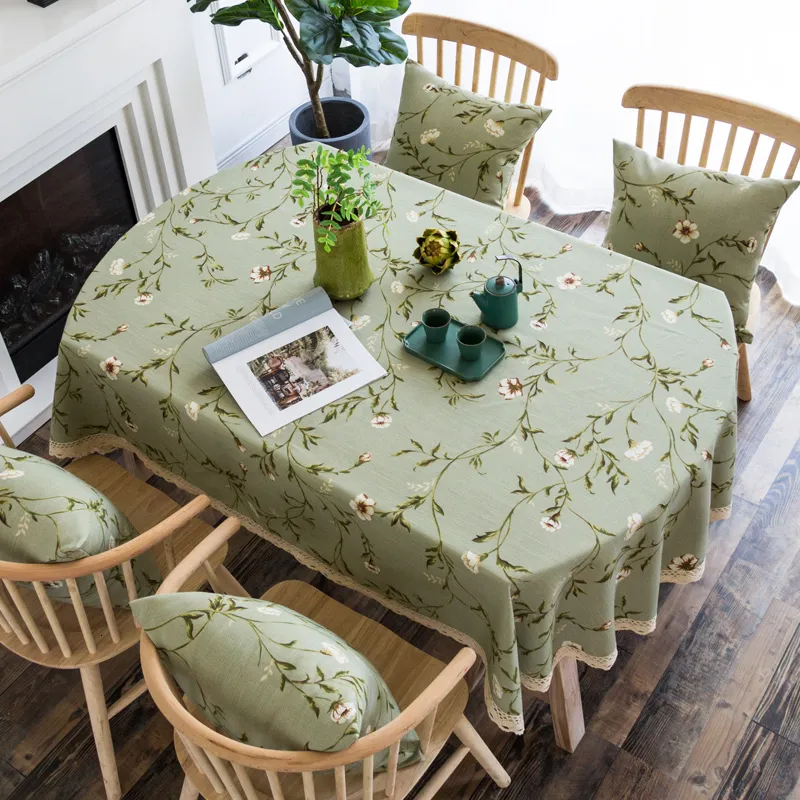 Nappe longue ovale en coton, tissu artistique, lèpre, petit thé fragmenté américain frais, 230904