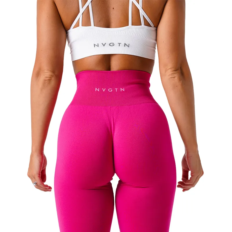 NVGTN Womens High Waisted Spandex Crossover Leggings Solid