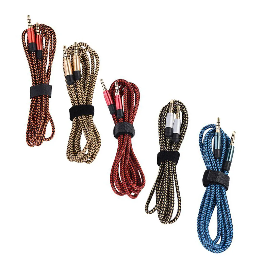 1.5m 3m Fabric Braided Audio Cable 3.5mm Male to Male Stereo Car AUX Speaker Wire Cord For Headphone MP3 PC Phone