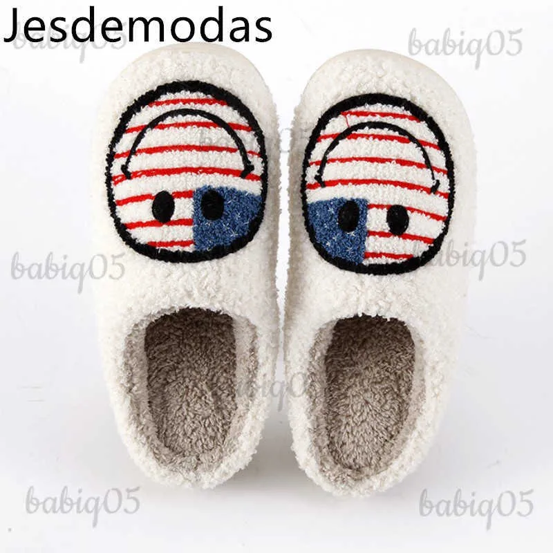 Pantoufles Pantoufles avec drapeau moelleux en fausse fourrure courte en peluche pantoufles de maison chaussures pour femmes femmes confortables maison appartements diapositives à enfiler babiq05