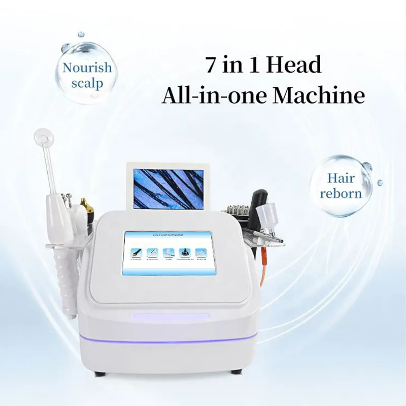 Machine anti-perte de cheveux laser portable 7 en 1 pour stimuler les soins du cuir chevelu Équipement de beauté à vendre Analyseur de machine de repousse de la croissance des cheveux Détection du cuir chevelu