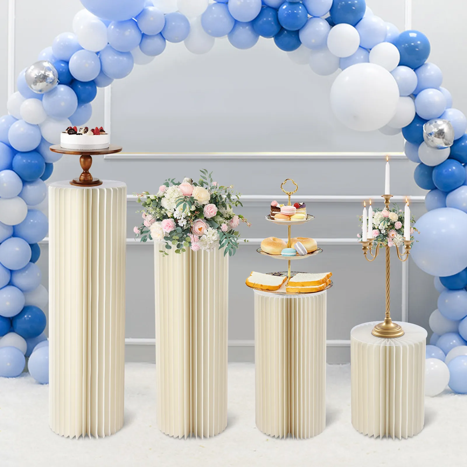 Toile De Fond Cylindrique Pliante Pour Mariage, Décoration De Fête Blanche  À Faire Soi Même Pour Anniversaire, Réception Cadeau Pour Bébé, Support De  Table À Dessert Du 98,39 € | DHgate, image size:1600x1600