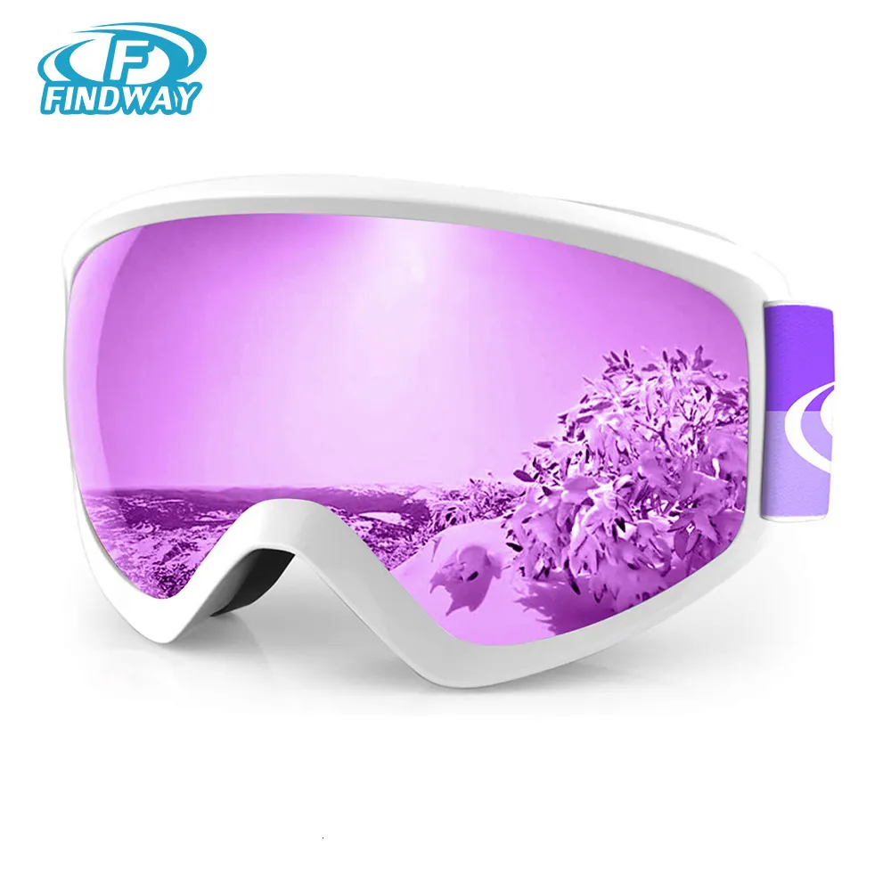 Gafas de esquí Findway Kid Anti Fog Protección UV Nieve OTG Diseño sobre casco Compatible Esquí Snowboard 230904