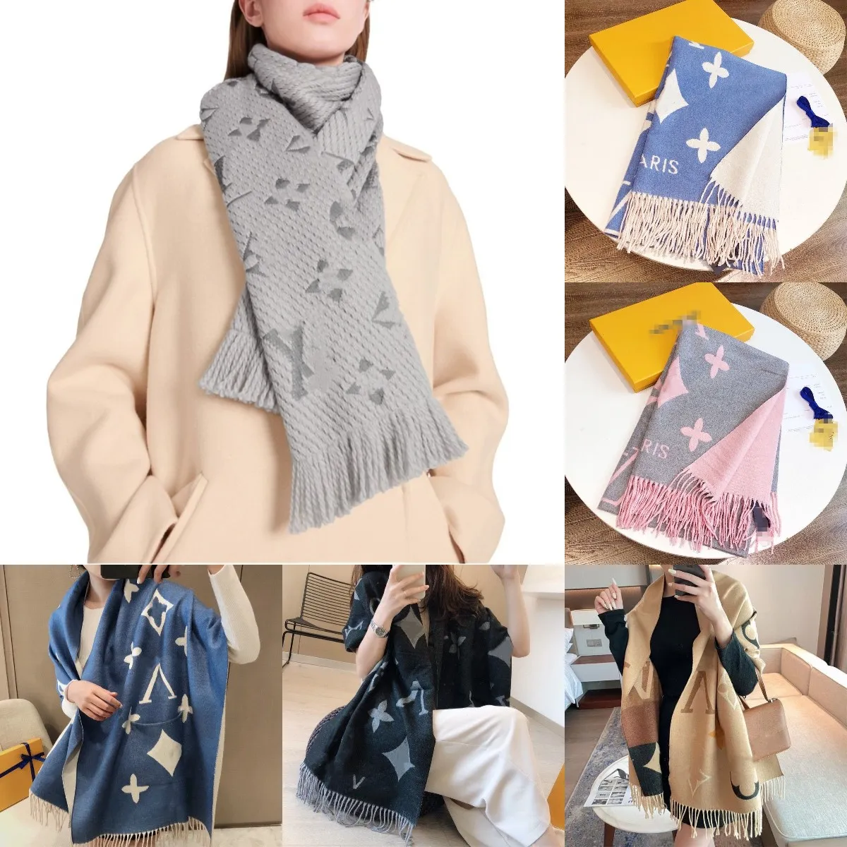 Scarf Hijab Designer Women Eitys Viutonitys Scarf Cashmere Scarves Men Winter Wool Fashion Designer Ring