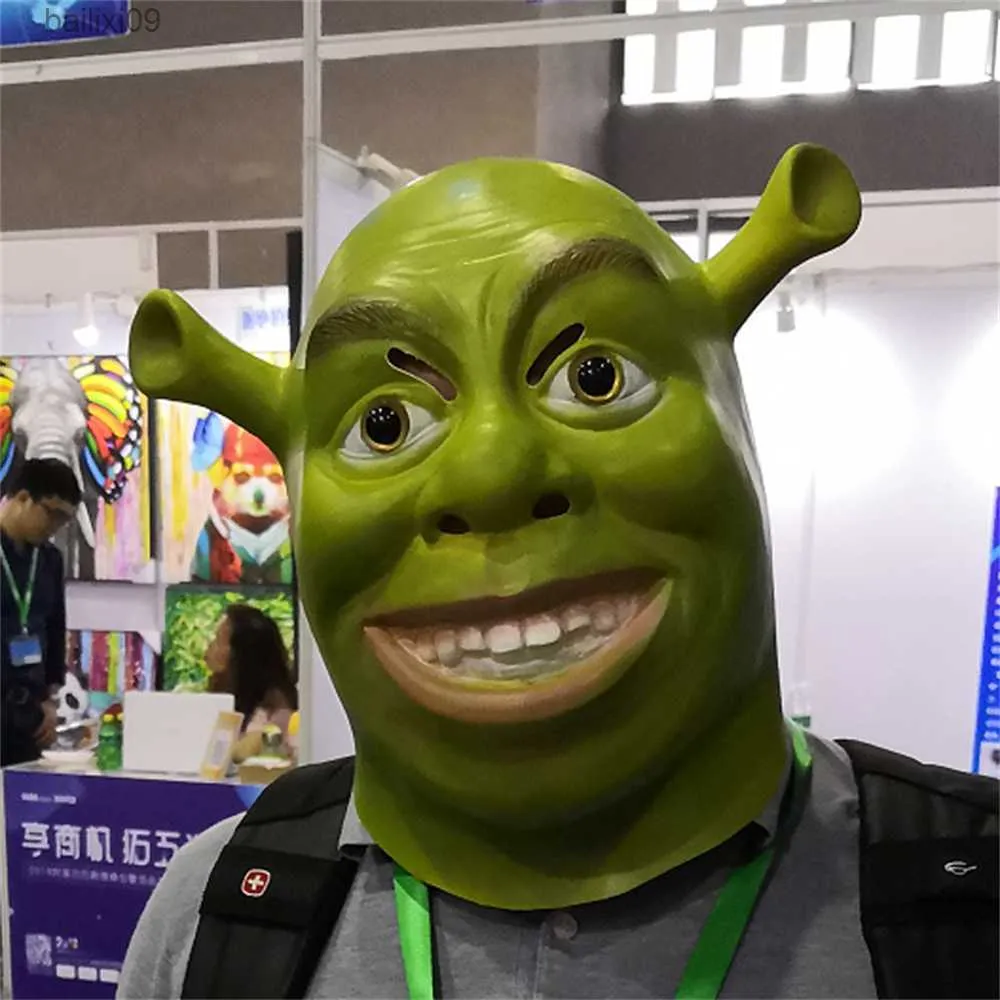 Parti Maskeleri Parti Maskesi Cosplay gerçekçi lateks shrek maskesi Cadılar Bayramı Maskeleri Korkunç Yeşil Canavar Giydirme T230905