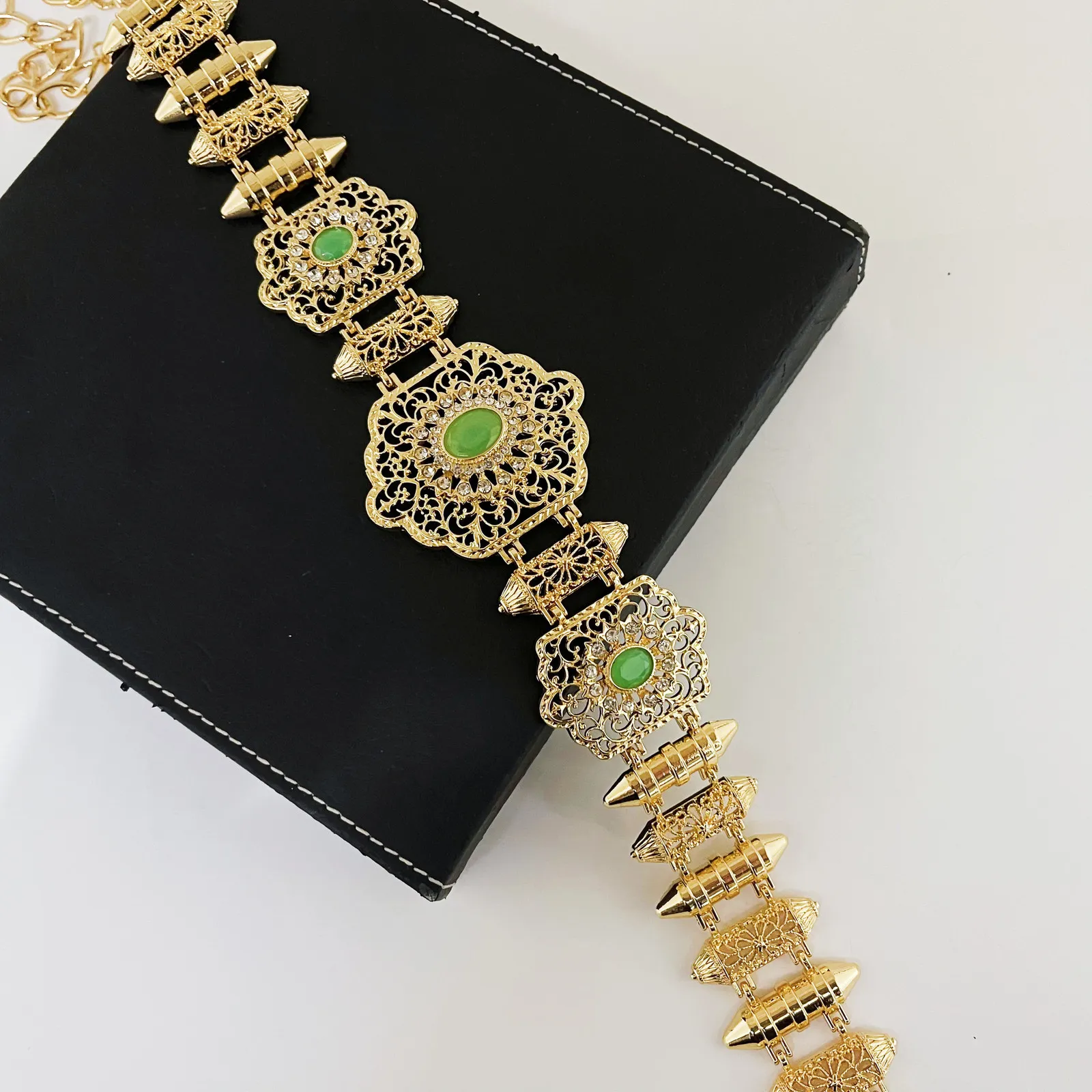 Połączenie Bell Button Ostatni łańcuch w stylu popu w talii w stylu pop osadzony w kolorowym damskim stroju Abaya Pasek 230905