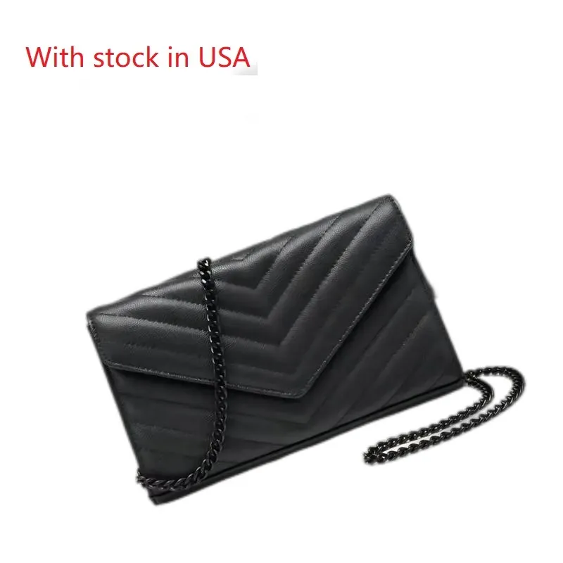 Stock in US warehouse fast delivery contact us for real photos black color with black gold silver hardware Luxury Designer Shoulder Bag Classic Chain Flap Bag