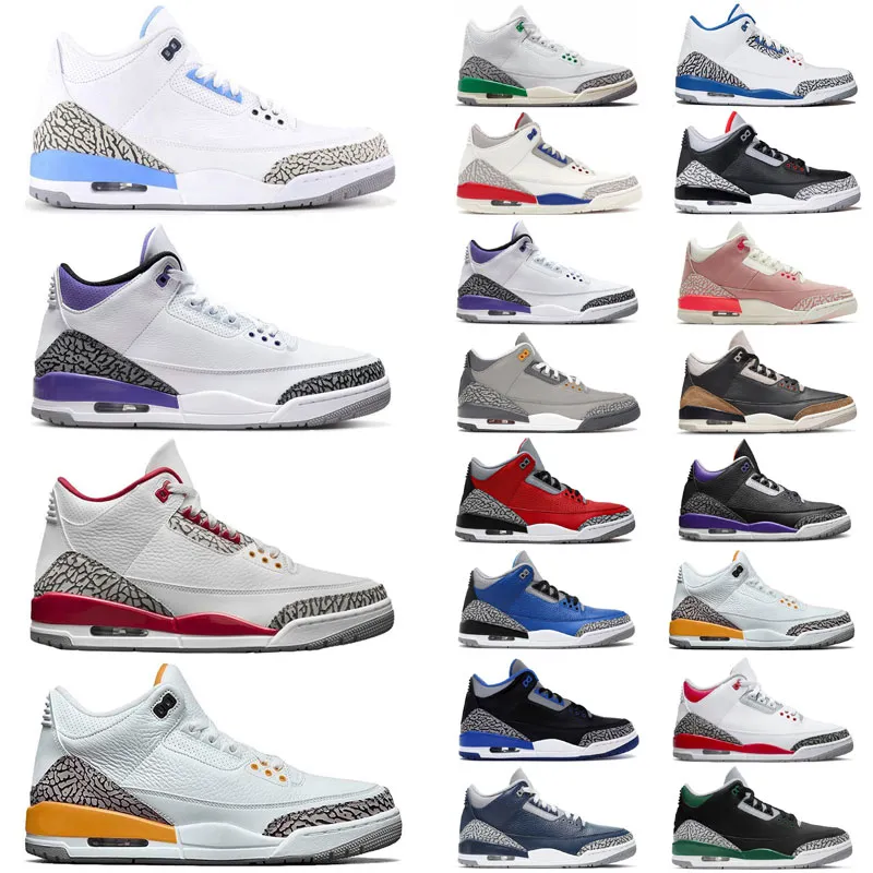 Designer Jumpman 3 Scarpe da basket Cardinal Red Dark Iris Muslin Racer Blu Pine Green Nero Cement Cool Grey Desert Elephant Georgetown Uomo Scarpe da ginnastica da ginnastica