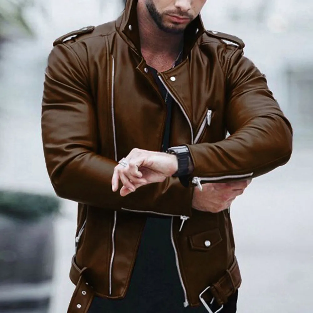 DHgate.com:Retro Autumn Leather Motorcycle Jacket: Stand
