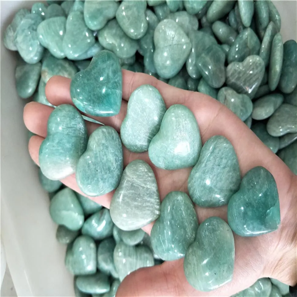 Pierre d'amazonite verte, 10 pièces, cœur en cristal, fabrication de bijoux, cœur d'amazonite, cadeau de retour de mariage, maison dec cristal guérison 268Q