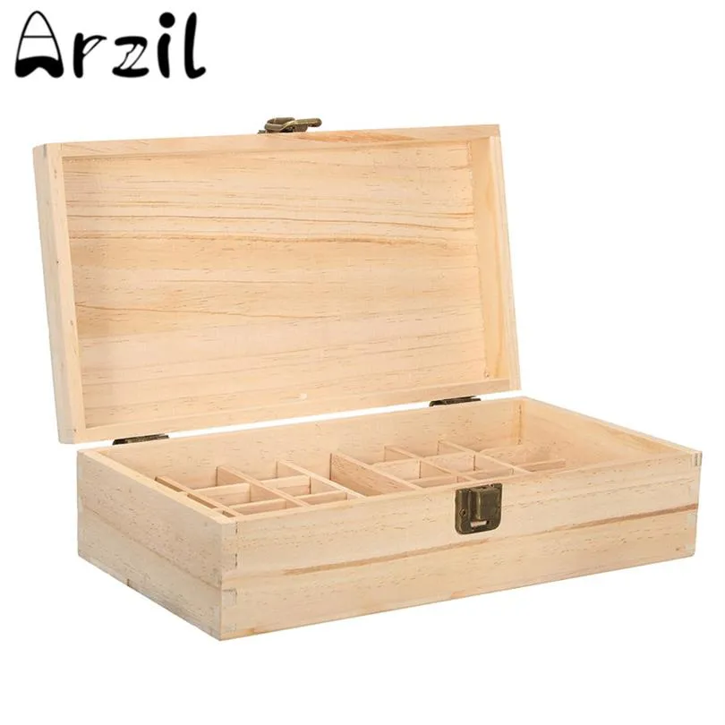 Caixa de armazenamento de óleos essenciais de madeira 25 orifícios de madeira natural de pinheiro artesanal sem tinta225s