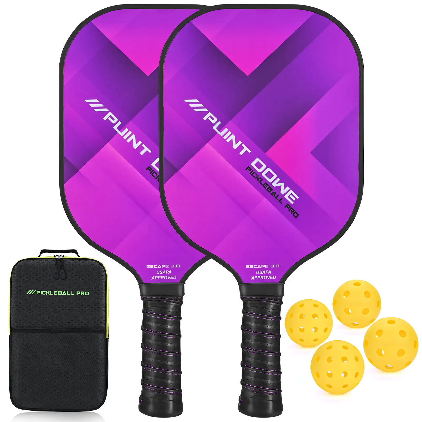 Squash Racquets Pickleball Paddles Set USAPA Approved Premium Pickleball Rackets Premium Graphite Set of 2 Paddles 4 Pickleballs and Carry Case 230904