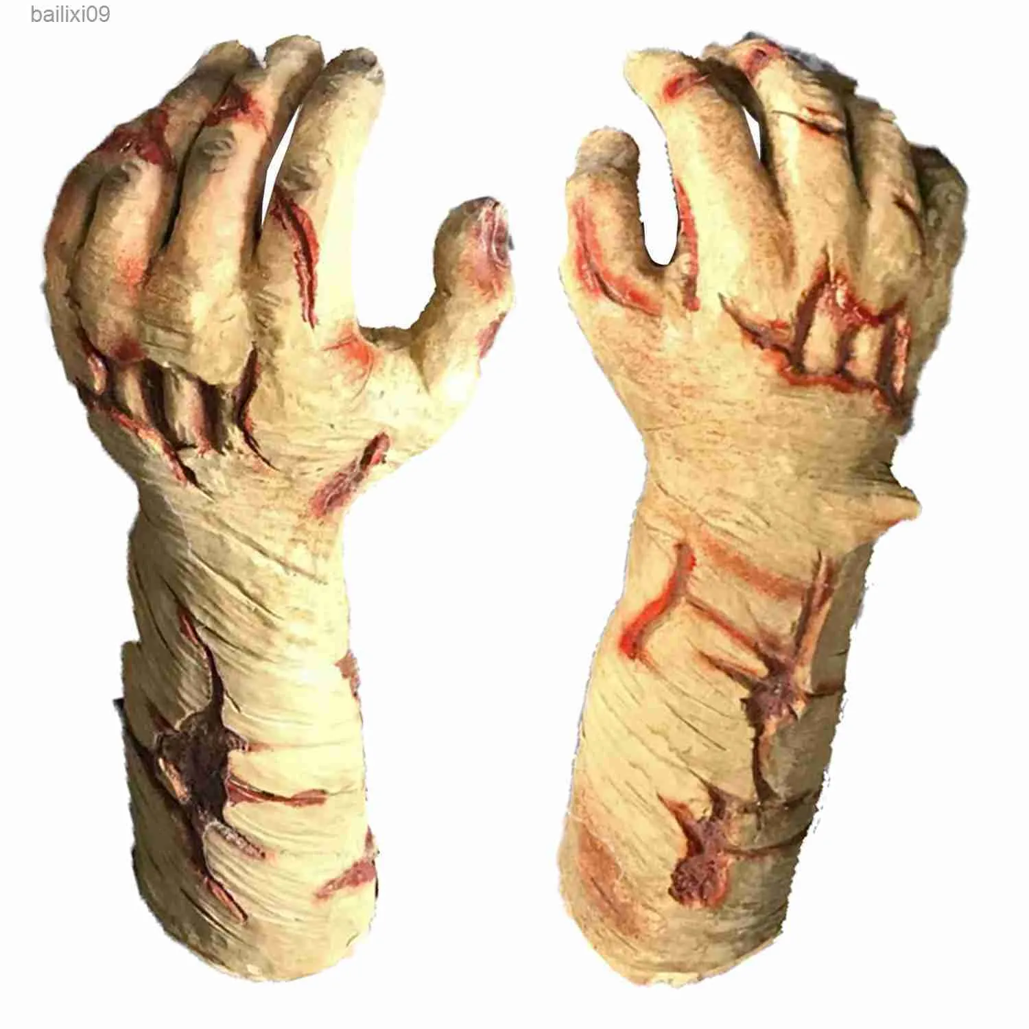 Autres fournitures de fête d'événement Gants de zombie Mains de chair Gants de bras et de mains en latex Halloween Costume de monstre de maison hantée T230905