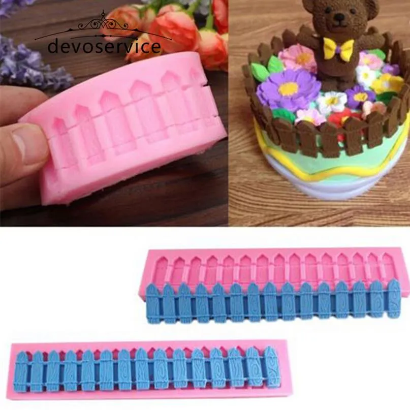 Whole- Garden Fences 3D Silicone Fondant Molds For Cake Decortion Chocolate Soap Mould Sugarcraft For Kitchen Baking Tools Bak2864