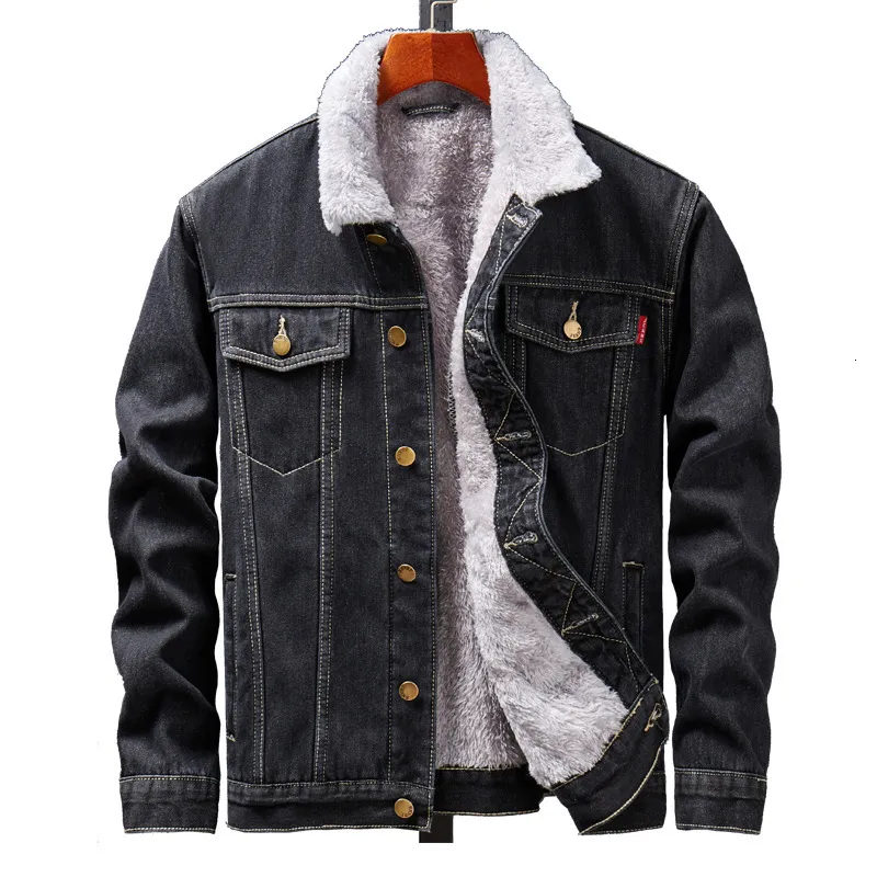 Men's Winter Denim Jacket: Thick Velvet Lined, Plus Size Fleece Coat  (5XL-8XL), Casual Trend, Warm Stylish Outerwear