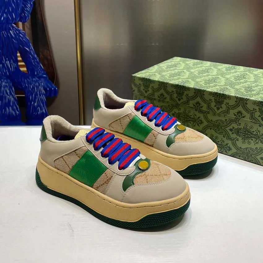 White shoes with green and best sale red stripes