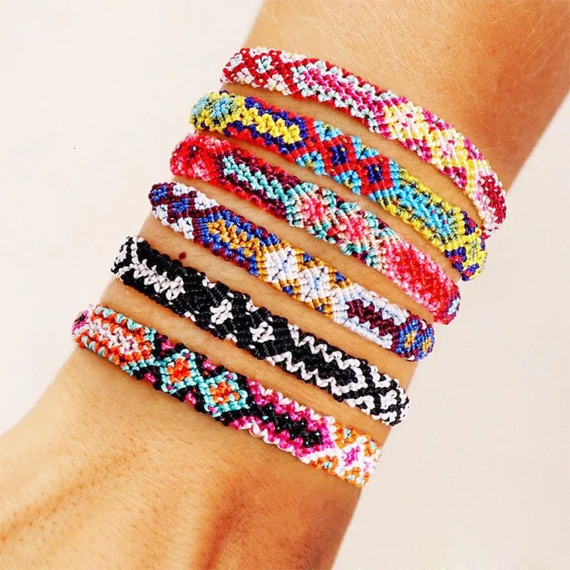 Bangle Boho Bracciale dell'amicizia Colori Braccialetti colorati Cavigliere Messicano intrecciato a mano per bambini Amico Festa Summer Beach Hippie 230904