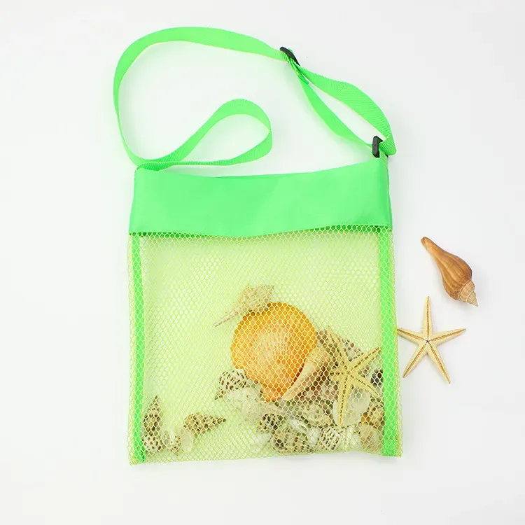 Summer sand away Storage Mesh Bag For Kids Children Beach Shell seashell Toys Net Organizer Tote Bag Portable adjustable Shoulder Bags