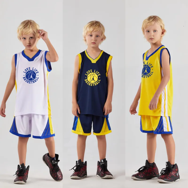 Altri articoli sportivi Estate Ragazzi Ragazze Abbigliamento da basket Set Uniforme fai da te per bambini Gilet Pantaloncini 2 pezzi Abito personalizzato senza maniche per ragazzo 230904