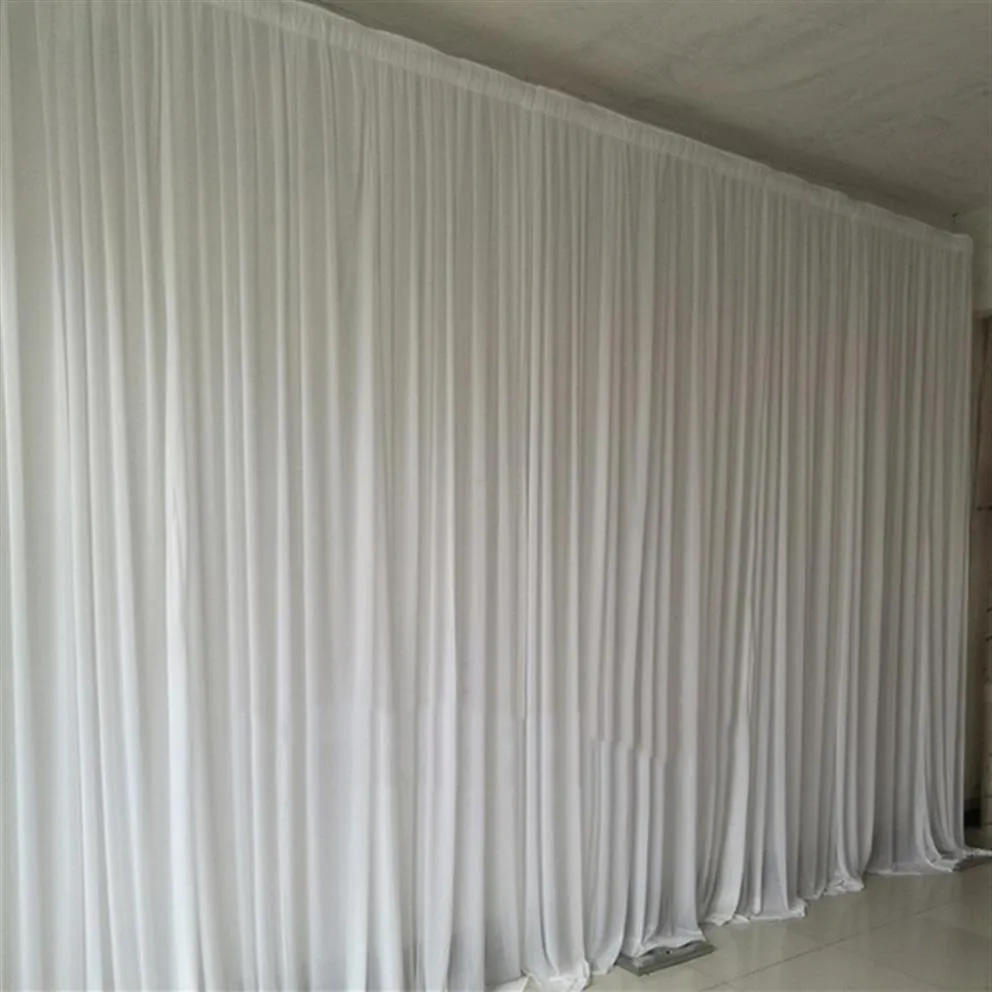 4 8m Pure White Fabric Backdrop Drapery Curtains Wedding Ceremony Event Party Stage Bakgrund för bröllopsdekoration1955