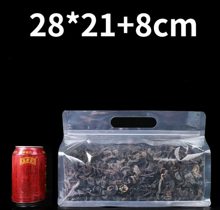 Transparent Packing Bags With Handle Eight Side Seal Tea Bag Dried Fruit Biscuit Food Nut Snack Packaging SN5329