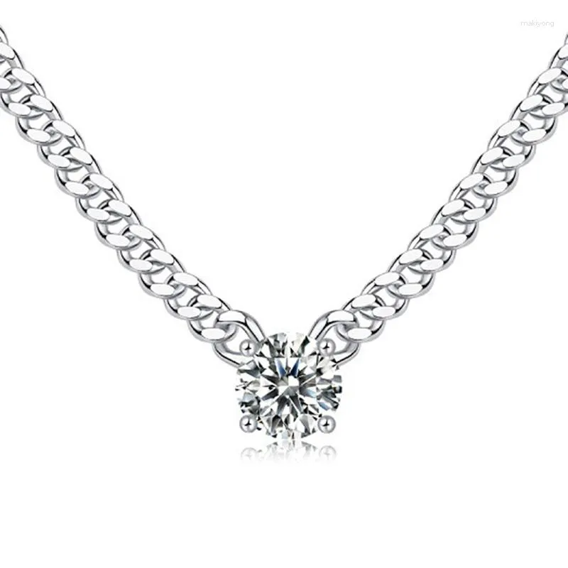 Chains 1 CT VVS Moissanite Iced Out Diamond Silver Color Chain Necklace 925 Sterling Miami Cuban Link Bracelet For Women