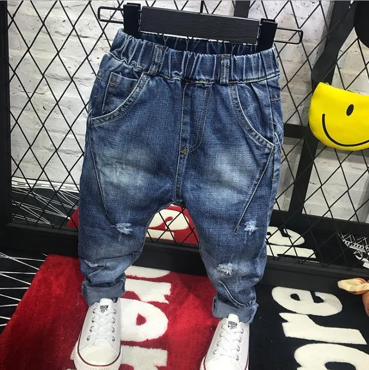 Jeans boy trousers children's jeans retro blue solid color kids denim spring casual pants suitable for 27years 230905