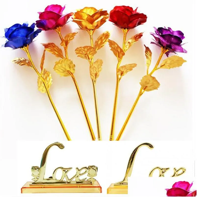 Couronnes de fleurs décoratives feuille d'or artificielle plaquée rose décoration de mariage fleur pour anniversaire Saint Valentin cadeau de fête des mères Otgut
