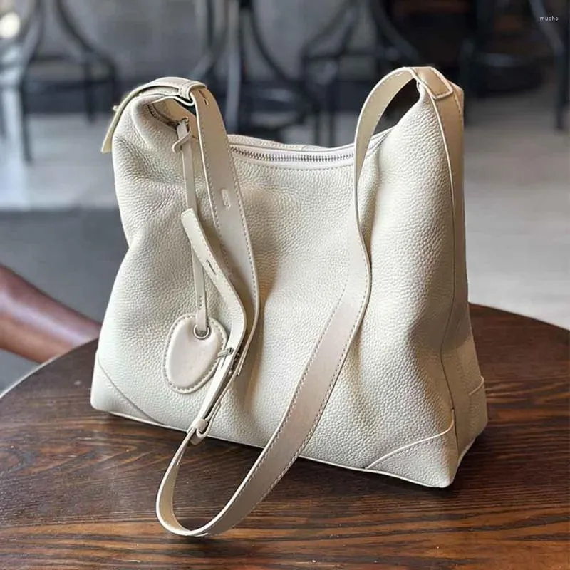 Evening Bags MS Leisure Style Women Genuine Leather Handbag One Shoulder Hobos Tote Soft Lady Cow Skin Messenger Purses Black 2023