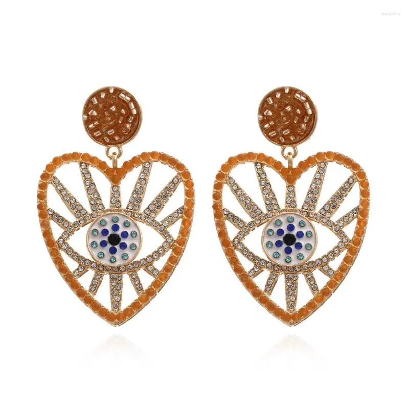 Boucles d'oreilles à clous, perles européennes et américaines, œil en forme de cœur, alliage rétro, diamant personnalisé du diable pour femmes.