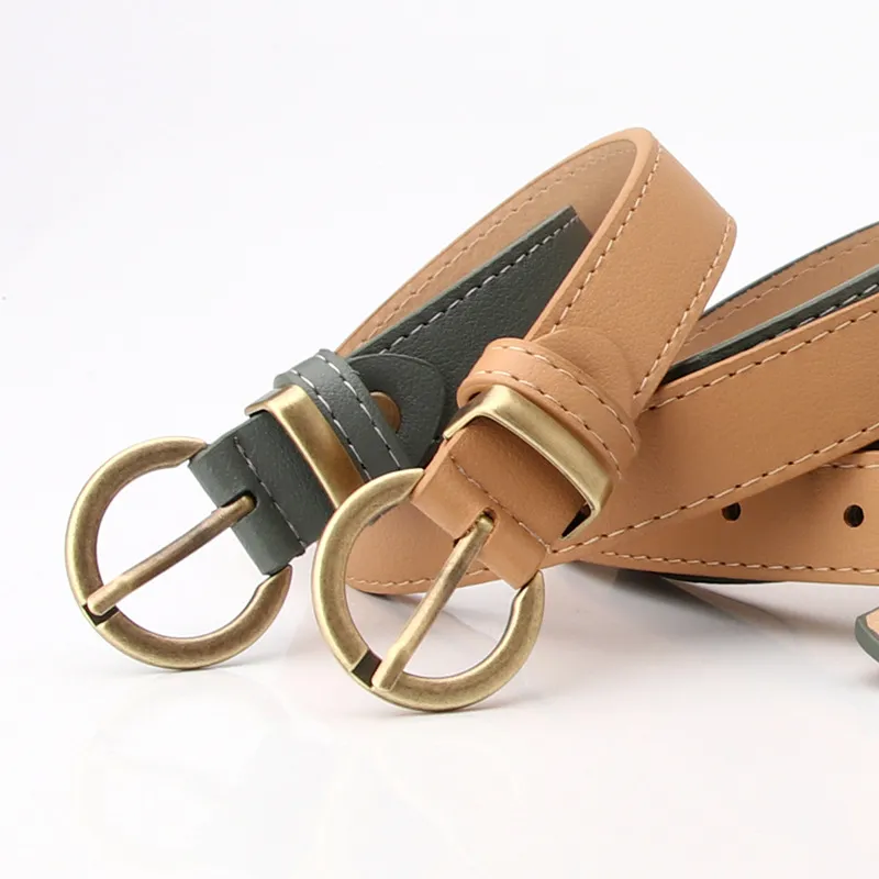 Ceinture en cuir pour femmes, 2.4cm, boucles ardillon, rouge, noir, taille Camel, pour dames, vente en gros, livraison directe, nouvelle collection