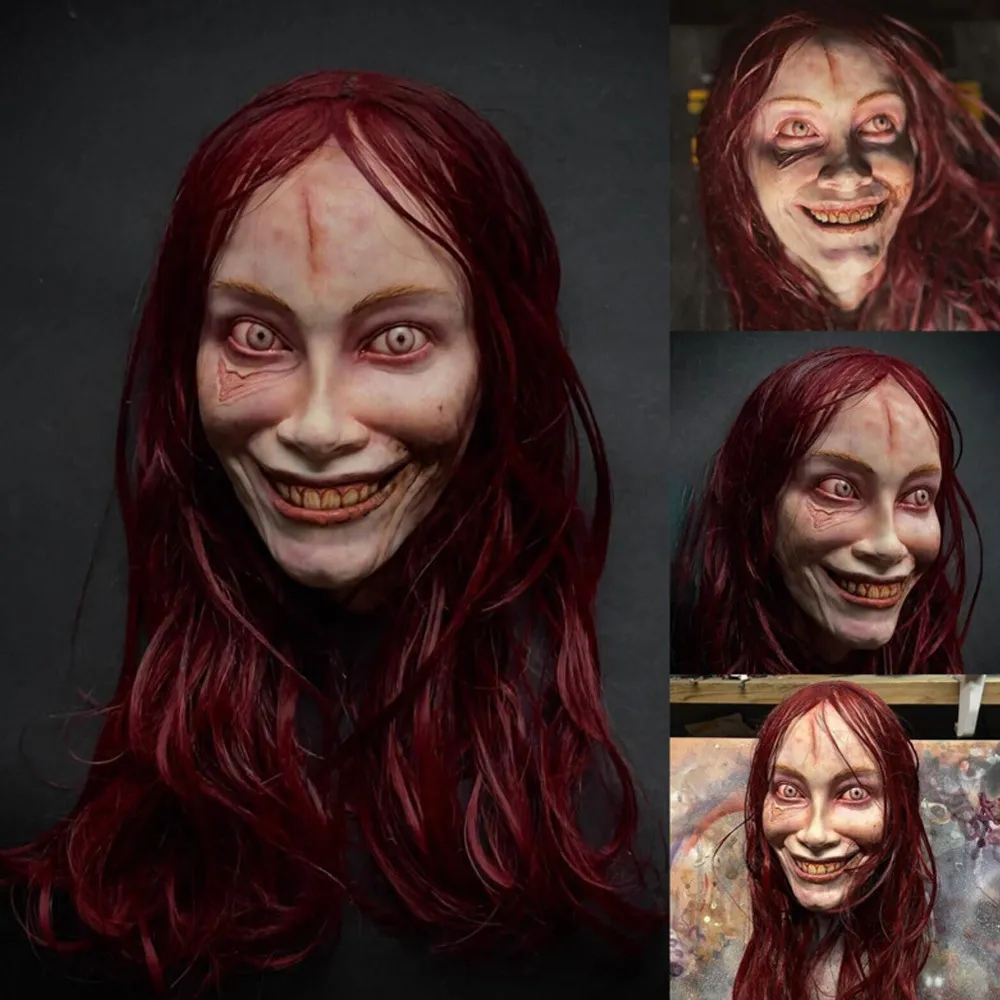 Маски для вечеринок Creepy Evil Dead Rise Demon Mask Косплей Ужас Кровавое лицо призрака Демон Череп Латексный шлем Хэллоуин Карнавальный костюм для вечеринки Опора 230905