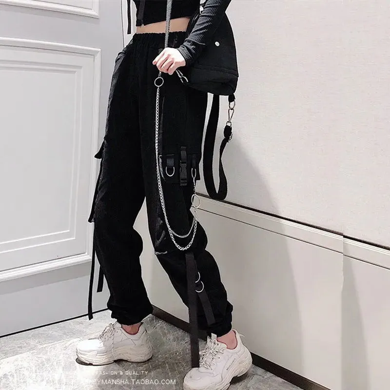 Womens cargo pants with chain sale