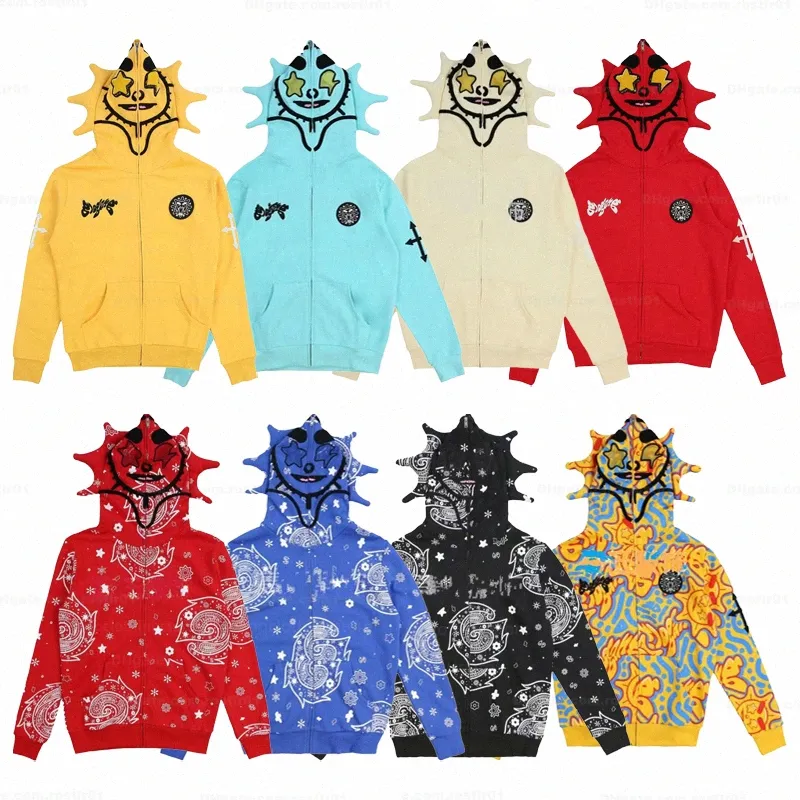 Designer Star 3D imprimé Y2K Casual Retro Mens Zip Up Hoodie Mounds Men Sweats Sweat-swets Sweethies Sweatshirts S-5Xl Full Zip Y2K Plus H8RE #