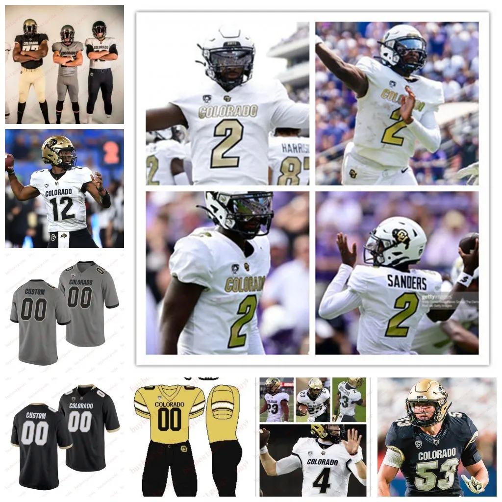Colorado Buffaloes Football Jersey Shedeur Sanders 12, Travis Hunter, Cormani McClain, Shilo