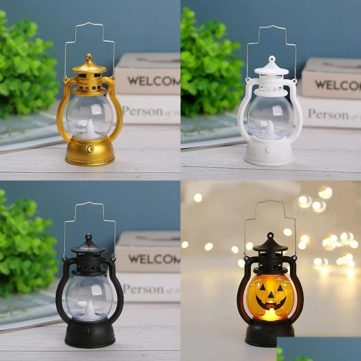 Décorations de Noël Vintag Halloween Pâques Abat-jour Cam Barn Lampe Home Party Bar LED Bougie Lumière Plastique Style Rétro Lanterne Dr DH62X