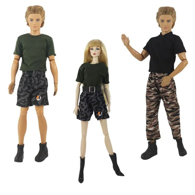 Vêtements de soldat, articles Kawaii, jouets pour enfants, hauts et pantalons pour hommes, accessoires de poupée, expédition rapide, 30 cm, pour Barbie Ken Lover Game