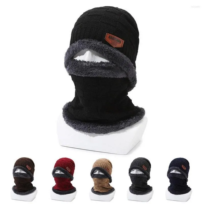 Bérets hiver femmes et hommes bonnets casquettes crânes avec écharpe polyester 56-60 cm peluche à l'intérieur doux chaud tricot lâche design 2023 WY0272