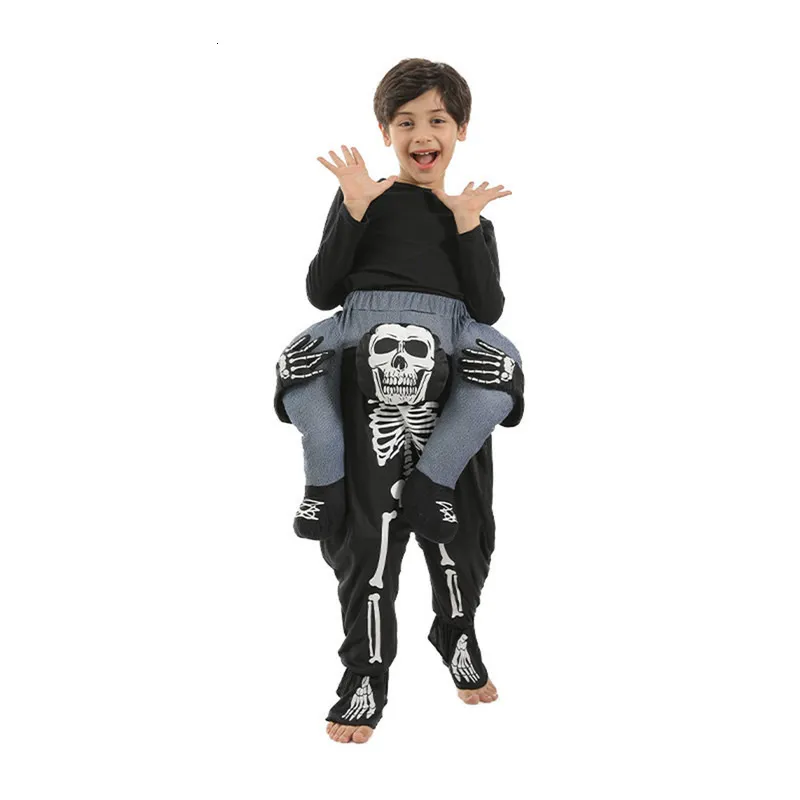 Special Occasions Funny Piggyback Children Skeleton Costumes Halloween Ride on Eraspooky Skull Pants Cosplay Carnival Easter Purim Fancy Dress 230906