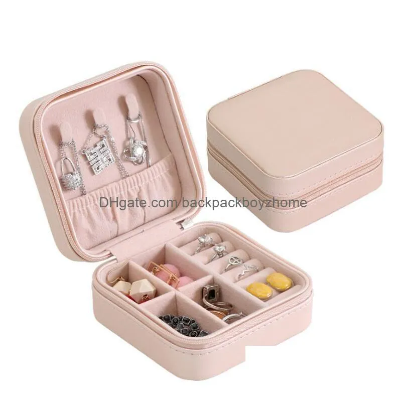 storage box travel jewelry boxes organizer pu leather display storage case necklace earrings rings jewelry holder gift case boxes