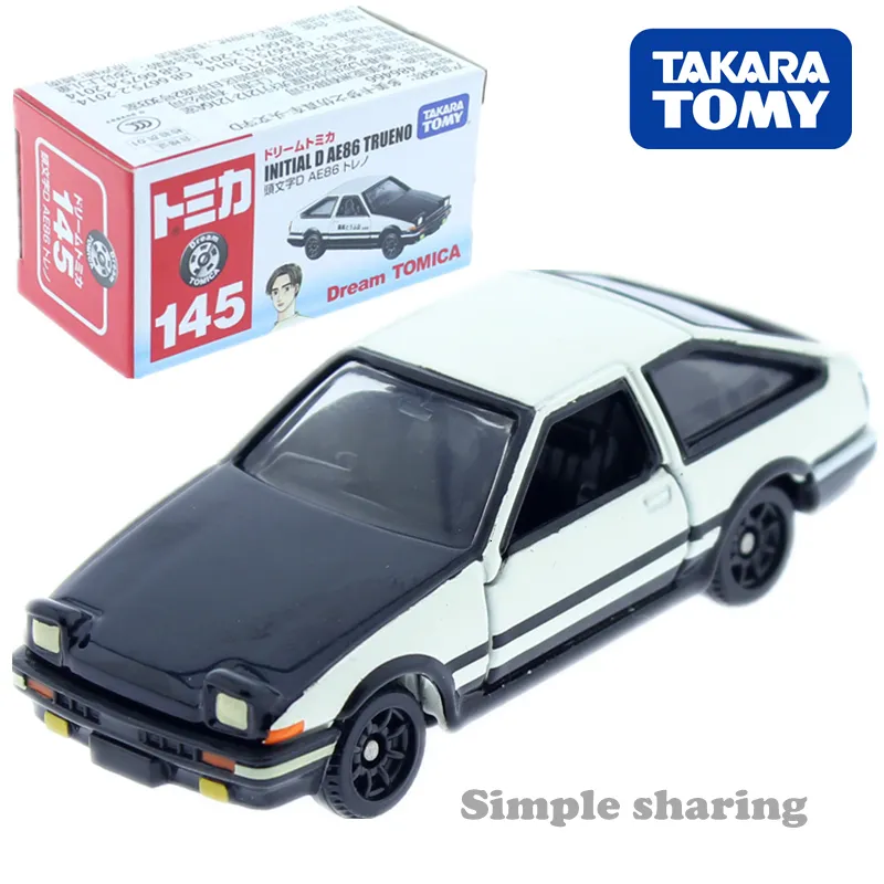 Druckguss-Modellauto Dream Tomica NO. 145 Initial D AE86 TRUENO Tomy Druckguss-Metallauto aus der Spielzeugfahrzeug-Modellkollektion Anime 230906