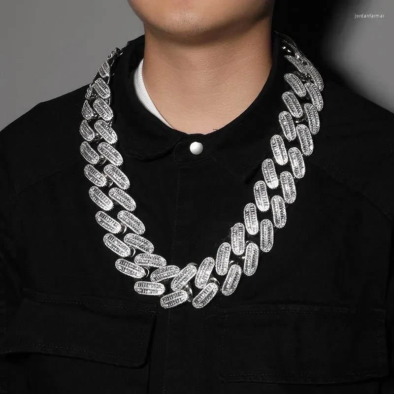 Łańcuchy 26 mm duże ciężkie hip hop 5a cZ Stone utwardzony bling mrożony okrągły naszyjnik łańcucha kubańskiego dla mężczyzn raper biżuteria kropla biżuterii