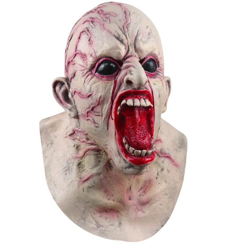 Party Masks Halloween Horrible Mask Flesh-Colored Zombie Scary Cosplay Party Haunted House Headwear 230905