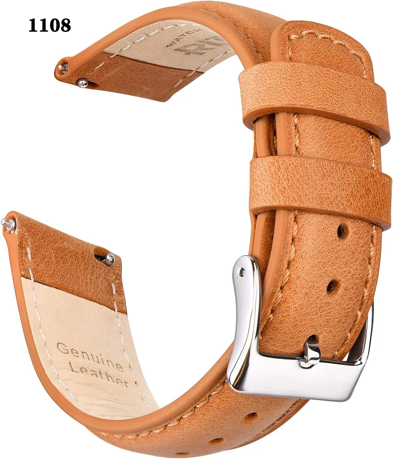 Quick Release Leather Watch Band Top Grain Leather Watch Strap 18mm 19mm 20mm 21mm 22mm 23mm or 24mm for Men and Women