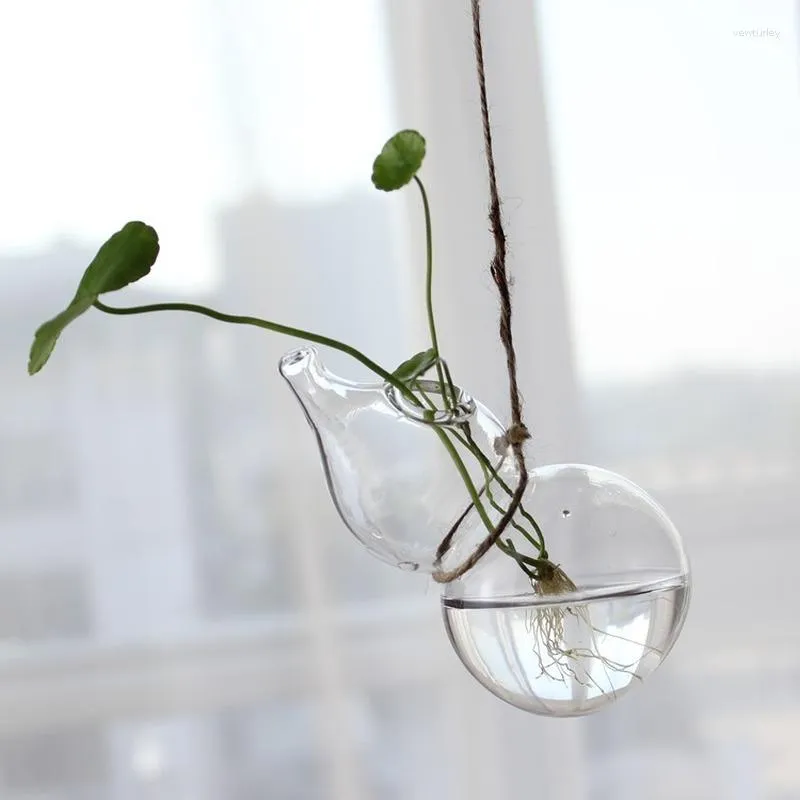 Vaser vägg glas vas terrarium hängande växt container hem dekorzakka blommor transparent